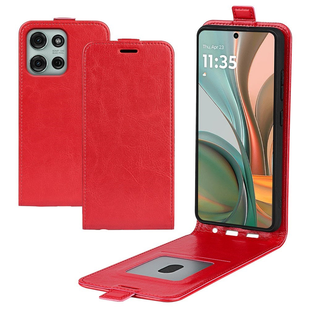 EIDERWOOD Motorola Moto G75 5G Etui med Kortlommer – Vertikal Flip Kunstlæder Cover - Rød