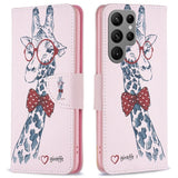 EIDERWOOD Samsung Galaxy S25 Ultra Kunstlæder Flip Cover m. Pung & Ståfunktion - Giraf