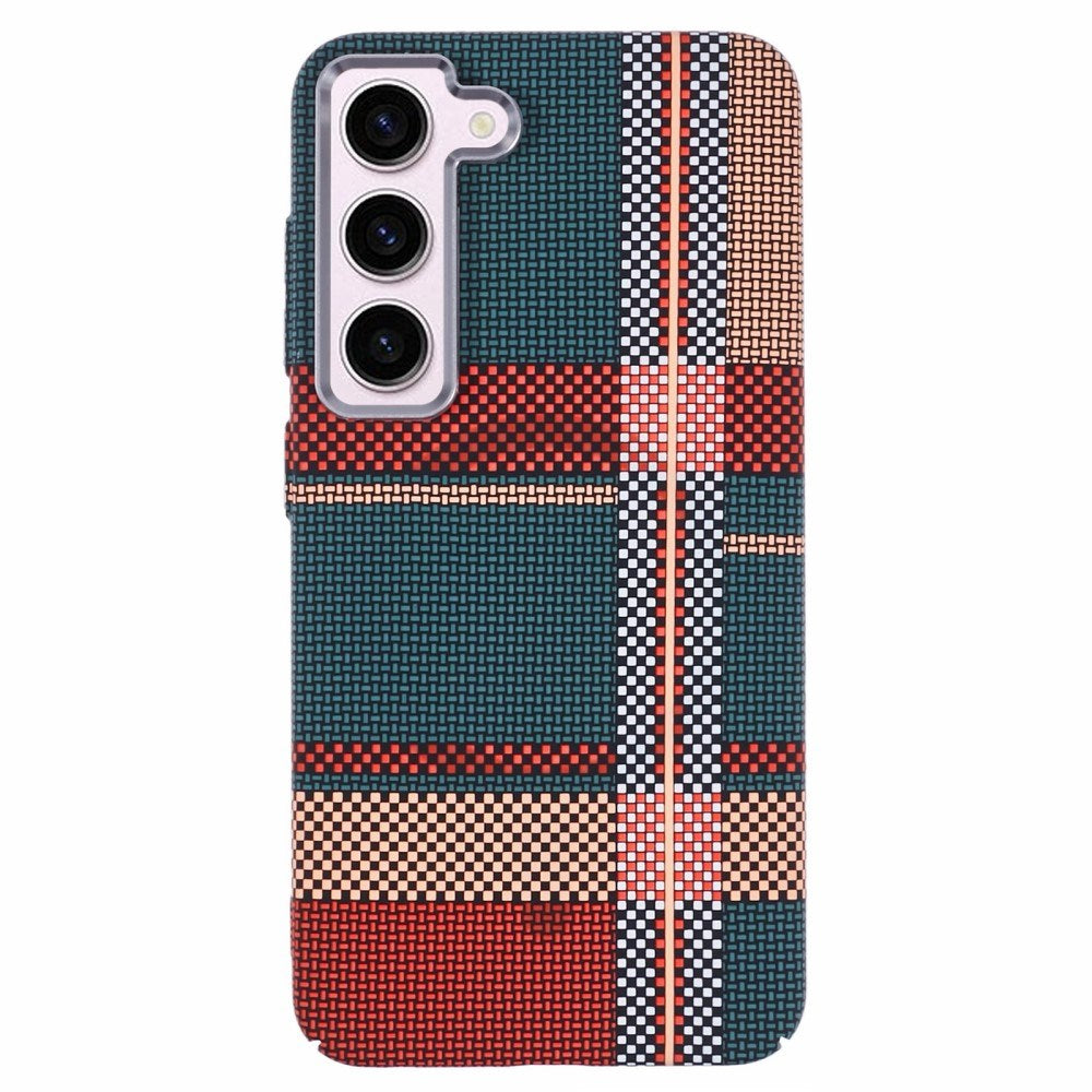 Samsung Galaxy S23 - EIDERWOOD Mønstret Carbon Cover - MagSafe Kompatibel - Light Checkered Pattern