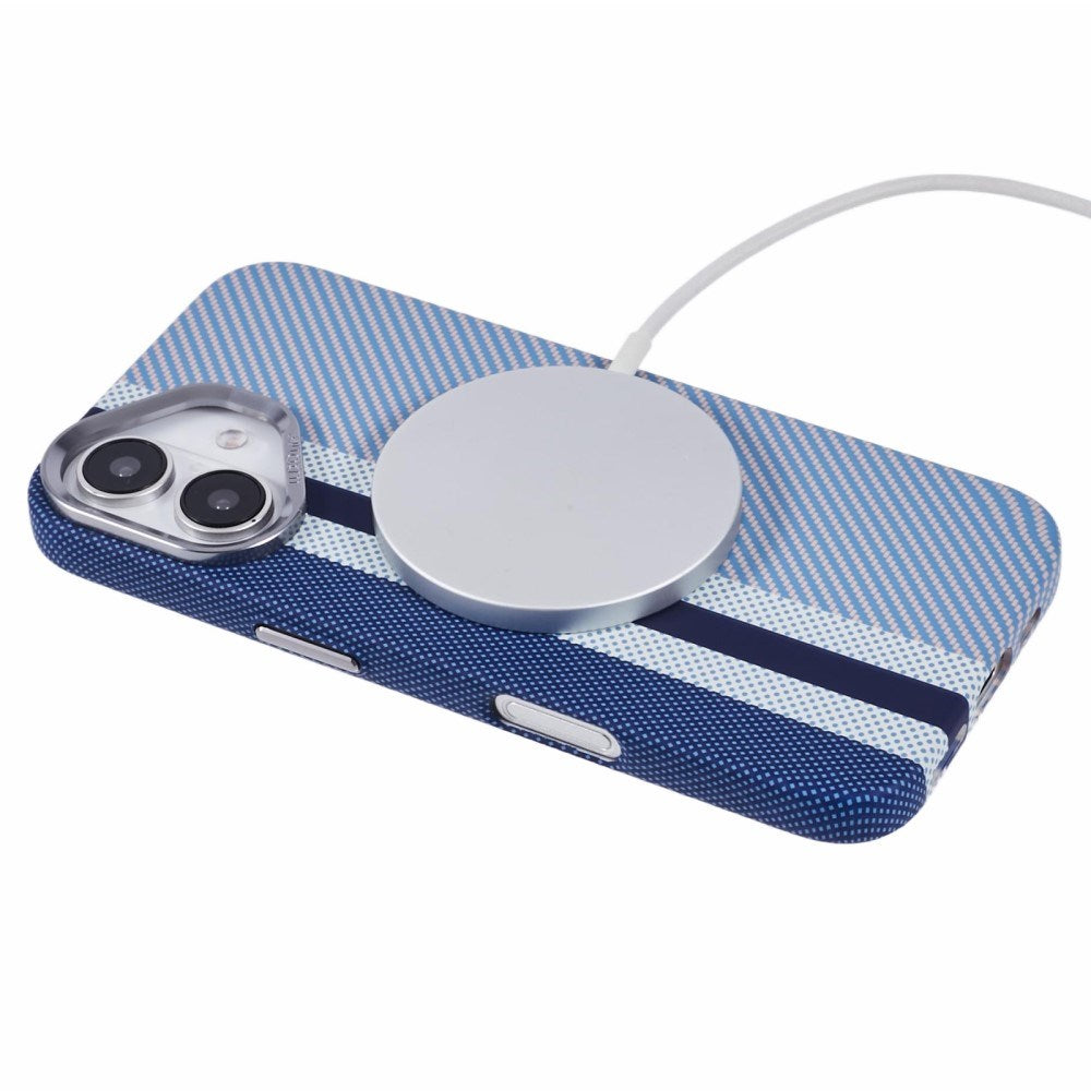 iPhone 16 - EIDERWOOD Mønstret Carbon Cover - MagSafe Kompatibel - Blue Stripes