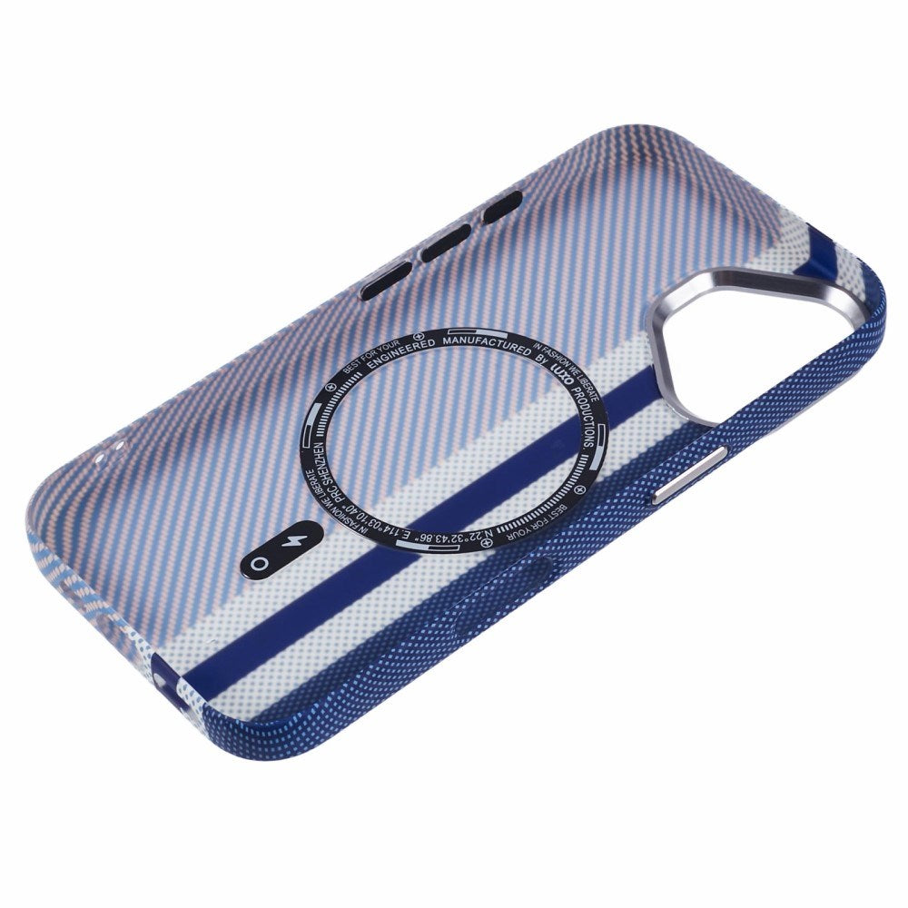 iPhone 16 - EIDERWOOD Mønstret Carbon Cover - MagSafe Kompatibel - Blue Stripes