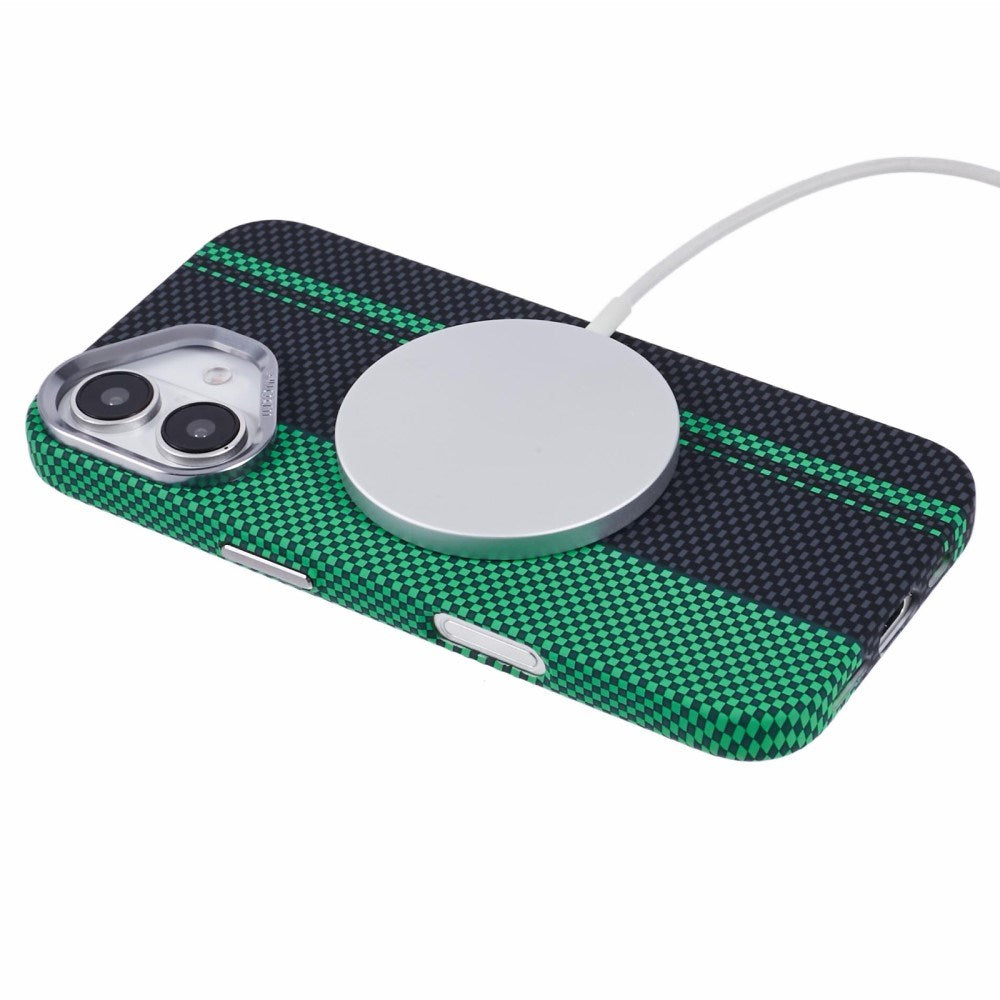 iPhone 16 - EIDERWOOD Mønstret Carbon Cover - MagSafe Kompatibel - Green/Black