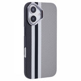 iPhone 16 - EIDERWOOD Mønstret Carbon Cover - MagSafe Kompatibel - Grey Stripes