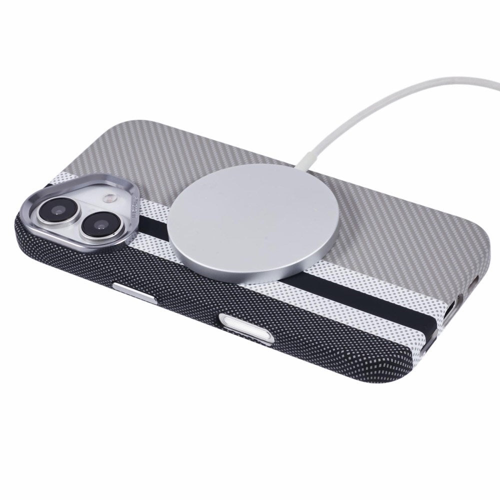 iPhone 16 - EIDERWOOD Mønstret Carbon Cover - MagSafe Kompatibel - Grey Stripes