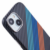 iPhone 15 - EIDERWOOD Mønstret Carbon Cover - MagSafe Kompatibel - Colorful Stripes