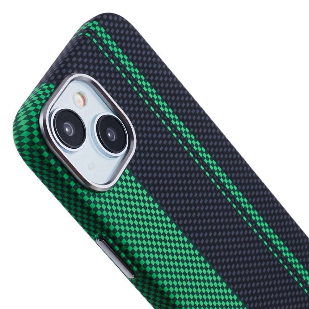iPhone 15 - EIDERWOOD Mønstret Carbon Cover - MagSafe Kompatibel - Green/Black
