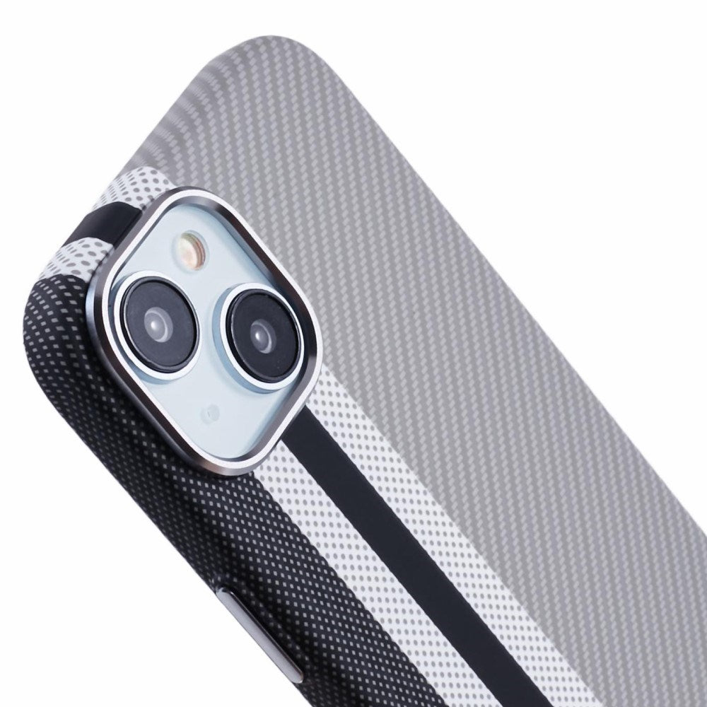 iPhone 15 - EIDERWOOD Mønstret Carbon Cover - MagSafe Kompatibel - Grey Stripes