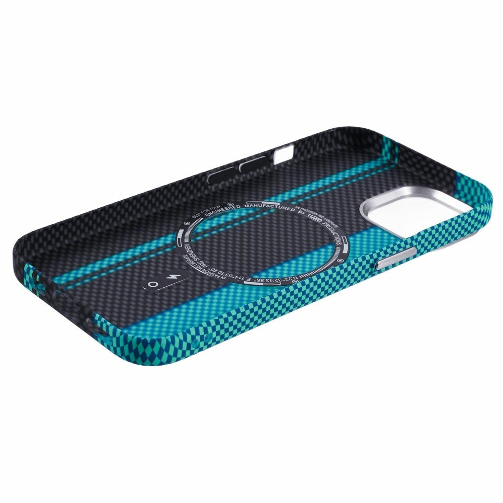 iPhone 15 - EIDERWOOD Mønstret Carbon Cover - MagSafe Kompatibel - Blue/Black