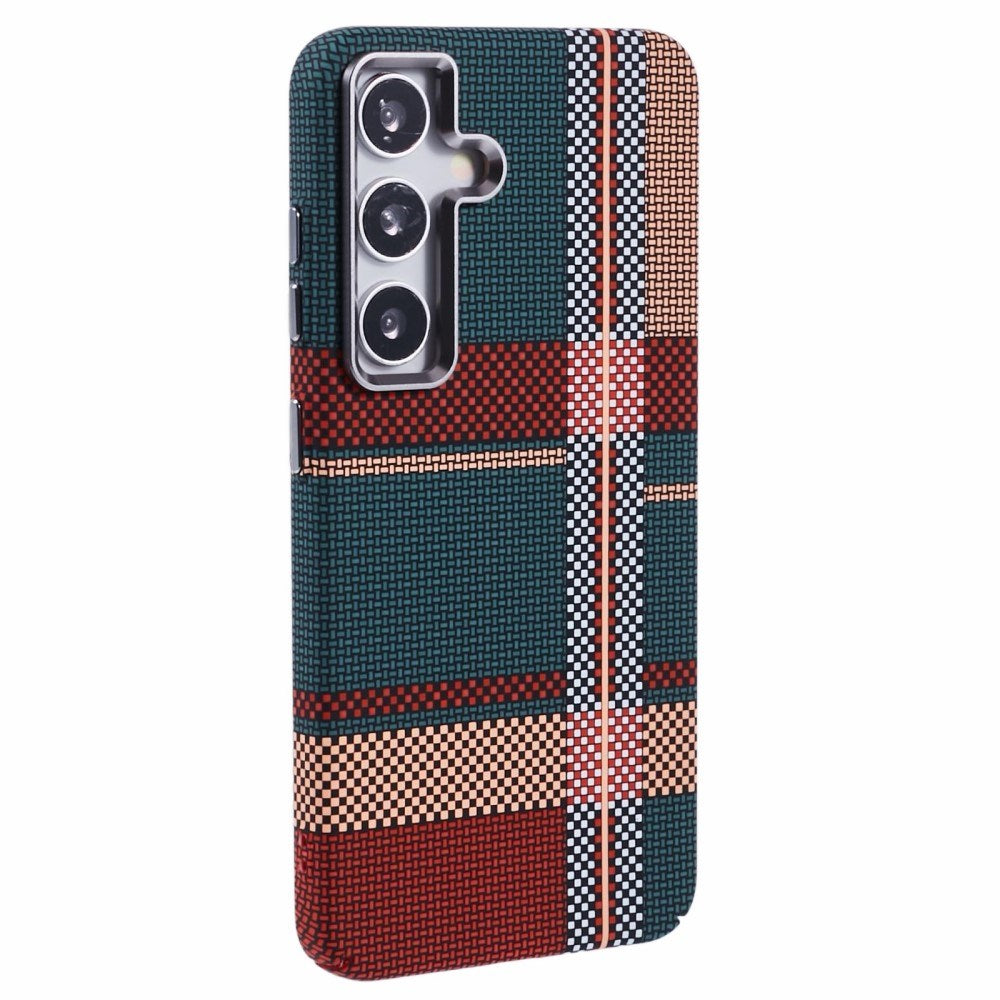 Samsung Galaxy S24 - EIDERWOOD Mønstret Carbon Cover - MagSafe Kompatibel - Light Checkered Pattern