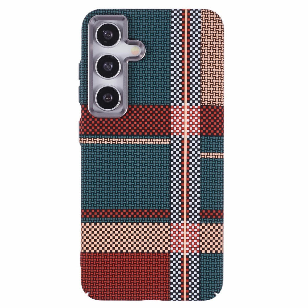 Samsung Galaxy S24 - EIDERWOOD Mønstret Carbon Cover - MagSafe Kompatibel - Light Checkered Pattern