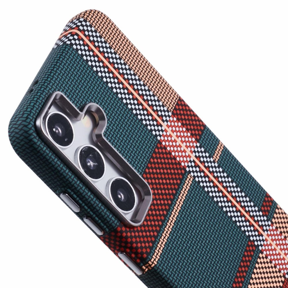 Samsung Galaxy S24 - EIDERWOOD Mønstret Carbon Cover - MagSafe Kompatibel - Light Checkered Pattern