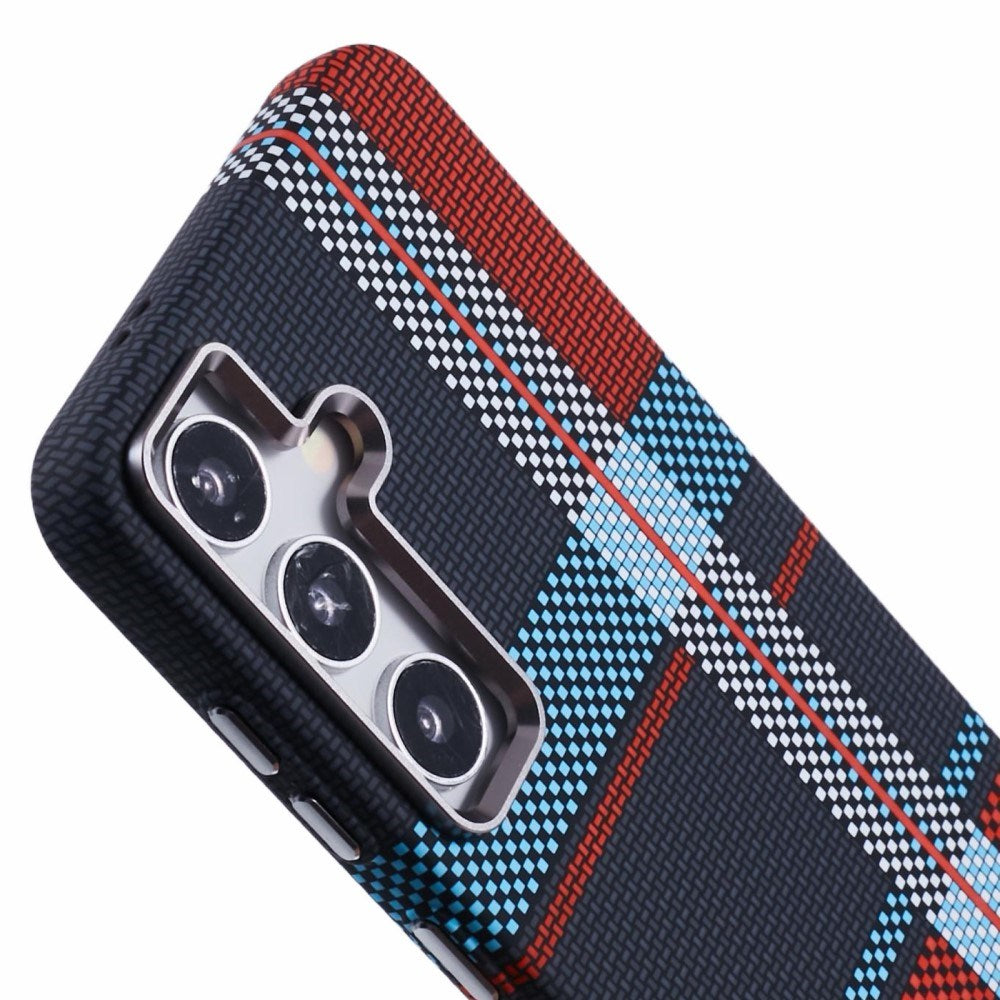 Samsung Galaxy S24 - EIDERWOOD Mønstret Carbon Cover - MagSafe Kompatibel - Dark Checkered Pattern