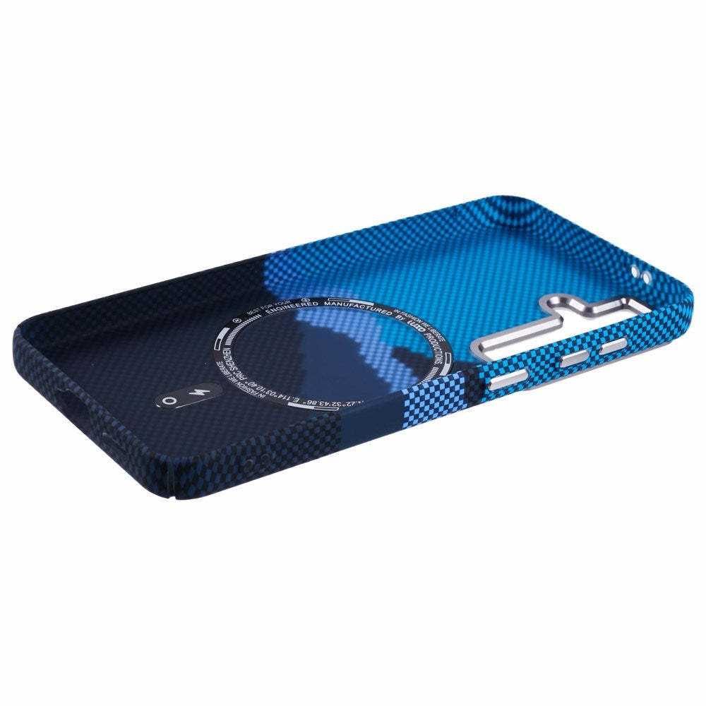 Samsung Galaxy S24 - EIDERWOOD Mønstret Carbon Cover - MagSafe Kompatibel - Blue Peak