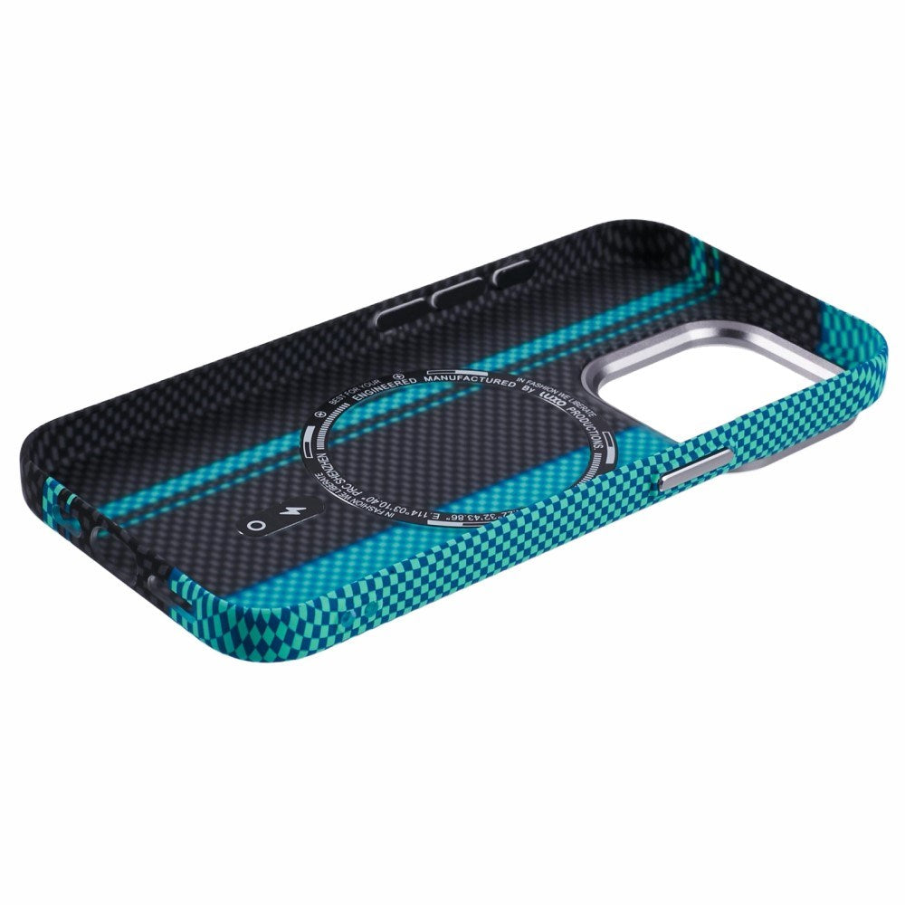 iPhone 15 Pro - EIDERWOOD Mønstret Carbon Cover - MagSafe Kompatibel - Blue/Black
