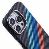 iPhone 15 Pro - EIDERWOOD Mønstret Carbon Cover - MagSafe Kompatibel - Colorful Stripes