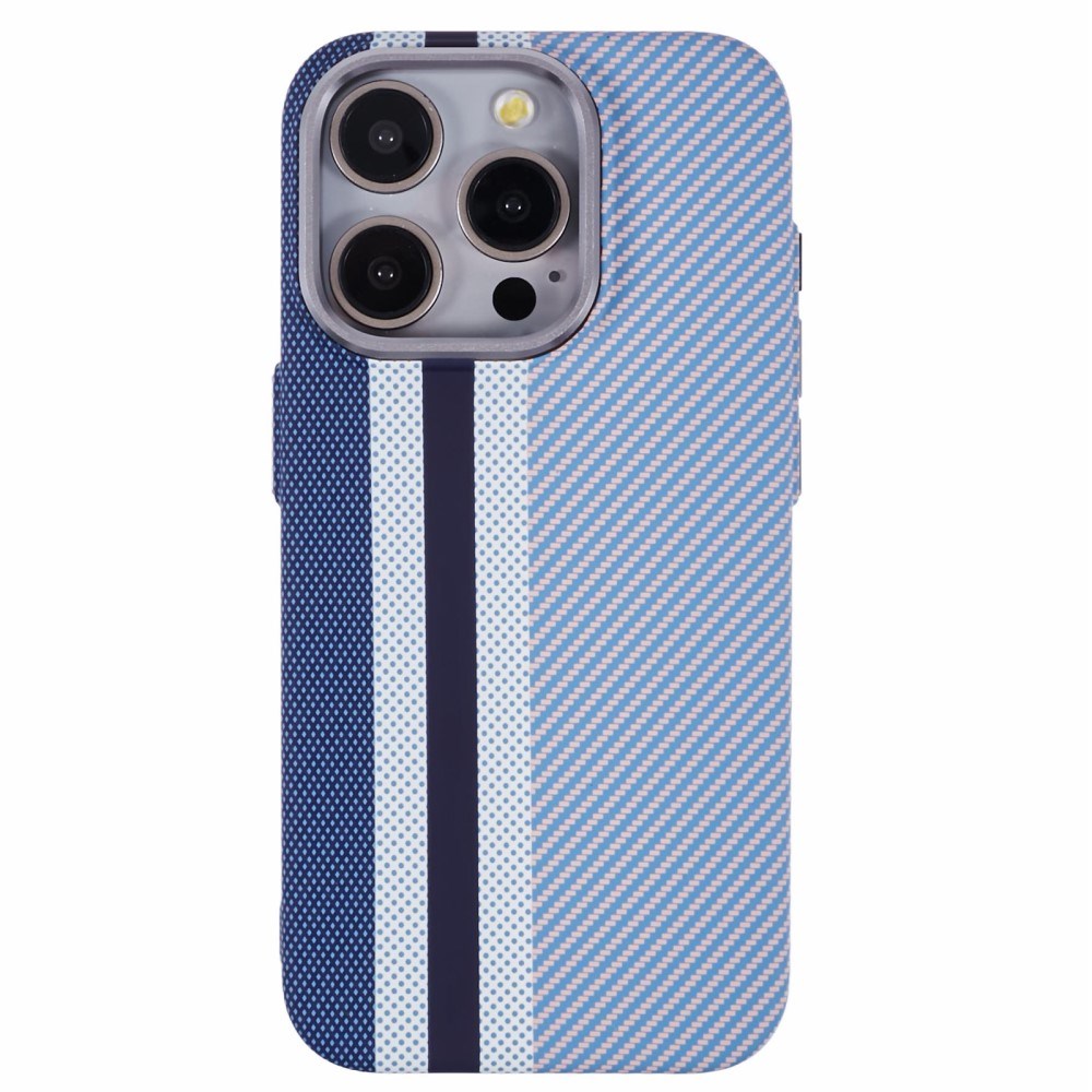 iPhone 15 Pro - EIDERWOOD Mønstret Carbon Cover - MagSafe Kompatibel - Blue Stripes