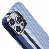 iPhone 15 Pro - EIDERWOOD Mønstret Carbon Cover - MagSafe Kompatibel - Blue Stripes
