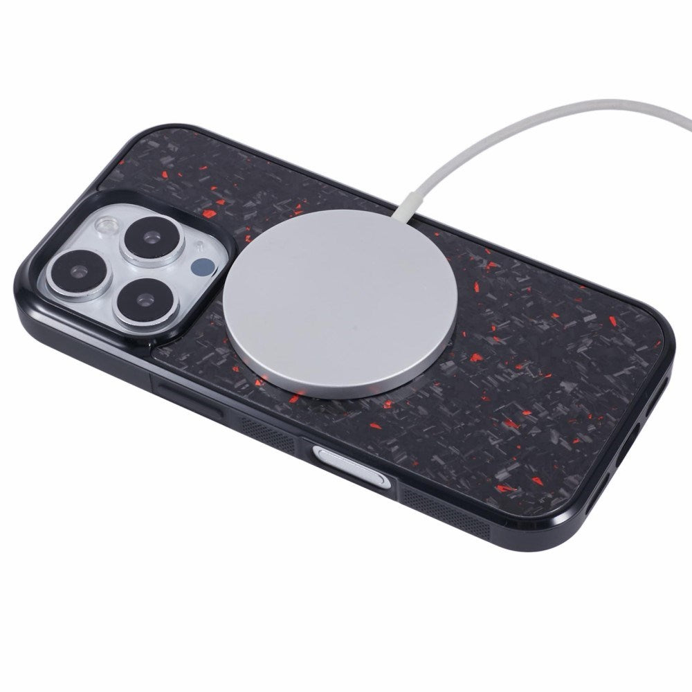 EIDERWOOD iPhone 16 Pro Carbon Cover m. Skridsikker Kant - MagSafe Kompatibelt - Rød