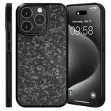 EIDERWOOD iPhone 15 Pro Carbon Cover m. Skridsikker Kant - MagSafe Kompatibelt - Sort