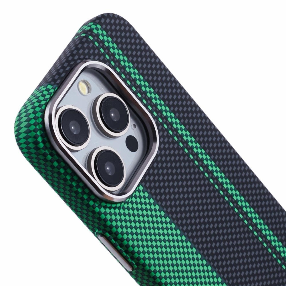 iPhone 14 Pro - EIDERWOOD Mønstret Carbon Cover - MagSafe Kompatibel - Green/Black