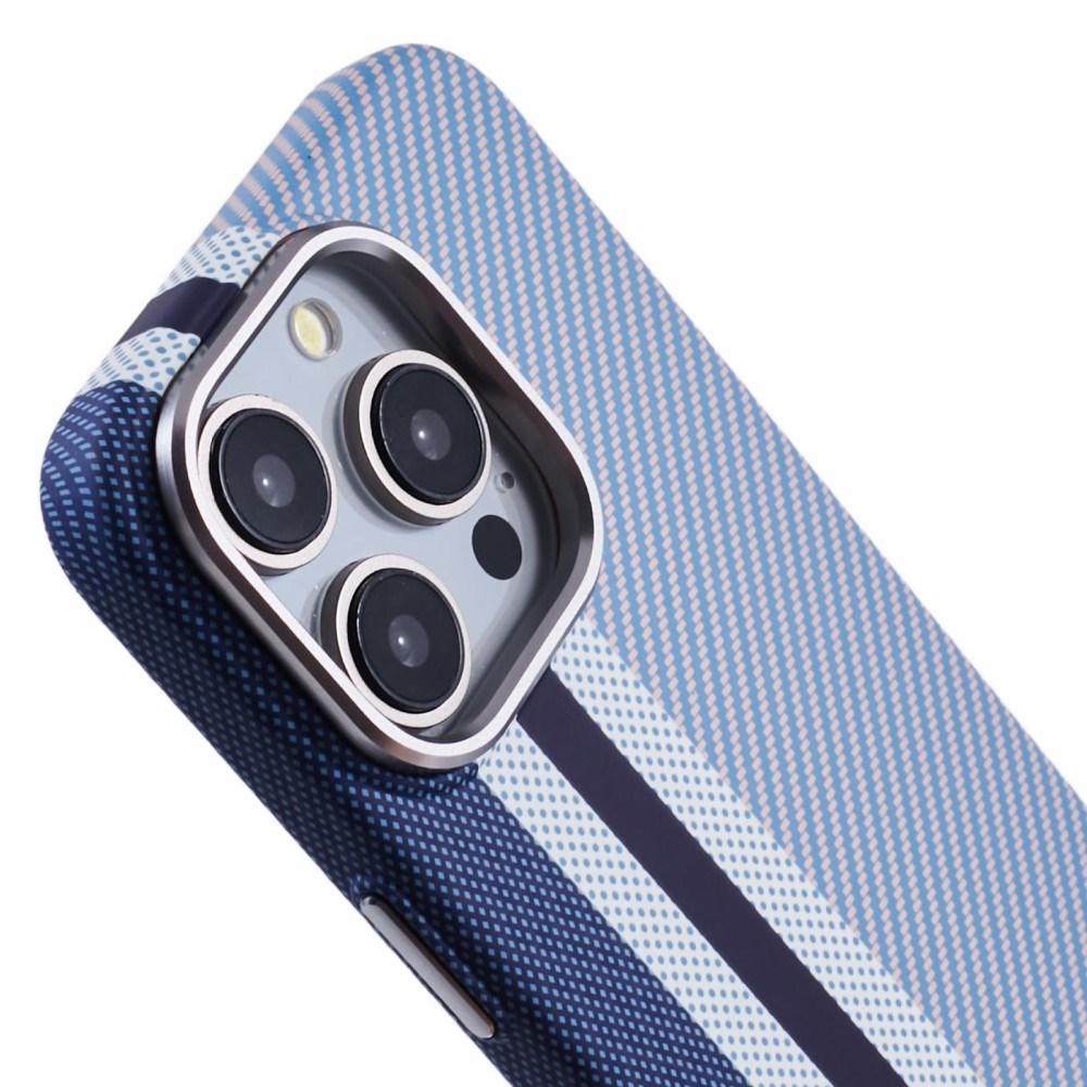 iPhone 14 Pro - EIDERWOOD Mønstret Carbon Cover - MagSafe Kompatibel - Blue Stripes