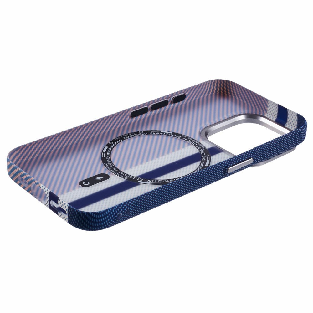 iPhone 13 Pro - EIDERWOOD Mønstret Carbon Cover - MagSafe Kompatibel - Blue Stripes