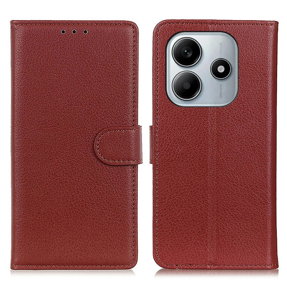 Xiaomi Redmi Note 14 (4G) - EIDERWOOD Kunstlæder Flip Cover m. Kortholder & Ståfunktion - Brun