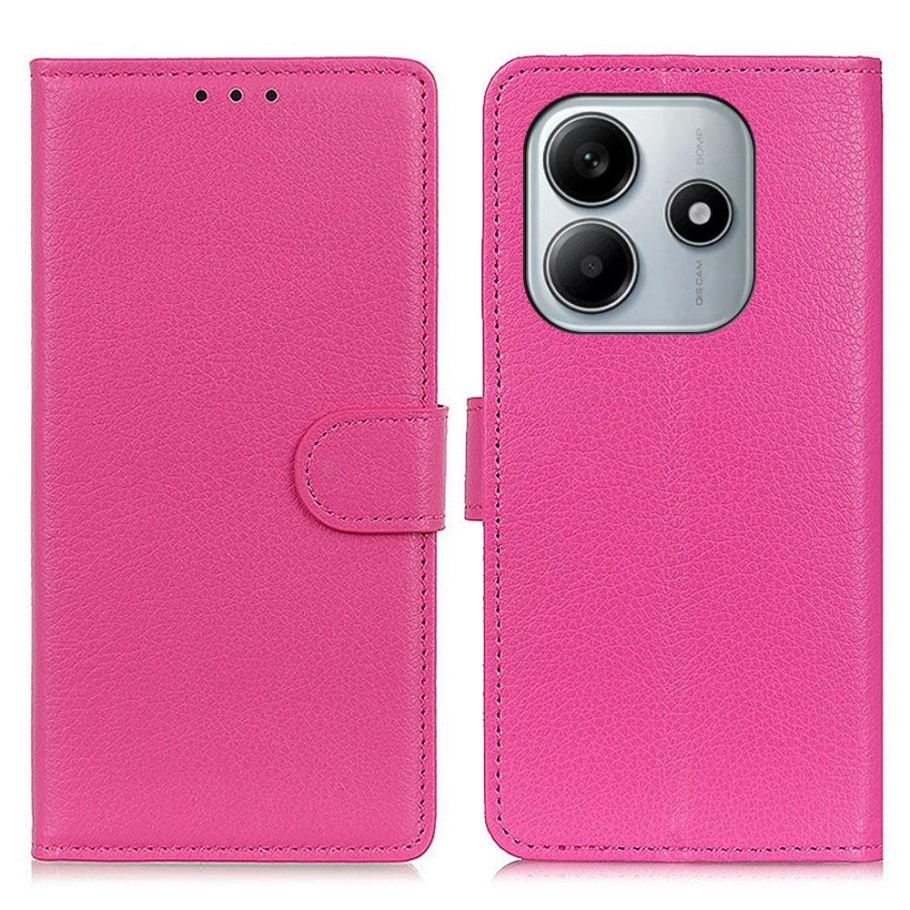 Xiaomi Redmi Note 14 (4G) - EIDERWOOD Kunstlæder Flip Cover m. Kortholder & Ståfunktion - Pink