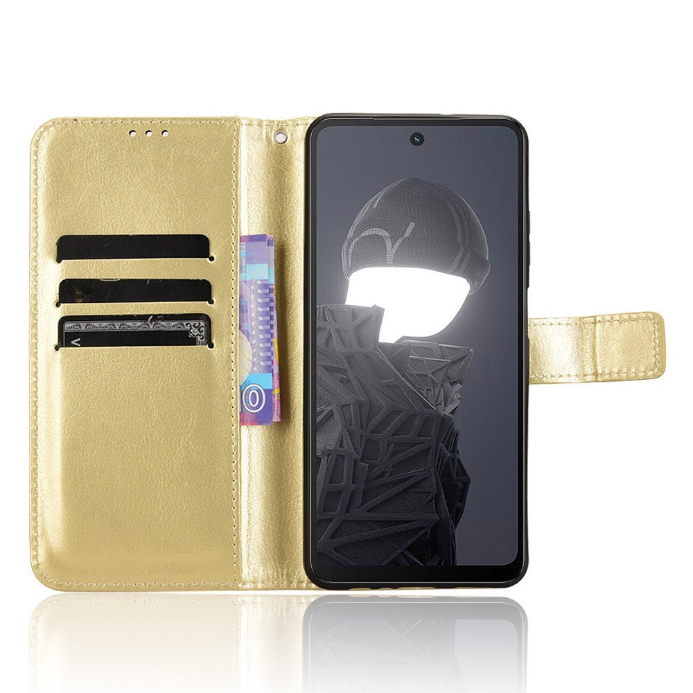 HMD Fusion / Fusion X1 - EIDERWOOD Kunstlæder Flip Cover m. Strop - Guld