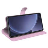EIDERWOOD Samsung Galaxy S25+ (Plus) Stødresistent Læder Wallet Cover med Litchi Tekstur - Lyserød