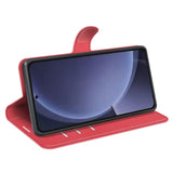EIDERWOOD Samsung Galaxy S25+ (Plus) Stødresistent Læder Wallet Cover med Litchi Tekstur - Rød