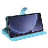 EIDERWOOD Samsung Galaxy S25+ (Plus) Stødresistent Læder Wallet Cover med Litchi Tekstur - Turkis