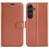 EIDERWOOD Samsung Galaxy S25+ (Plus) Stødresistent Læder Wallet Cover med Litchi Tekstur - Brun