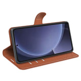 EIDERWOOD Samsung Galaxy S25+ (Plus) Stødresistent Læder Wallet Cover med Litchi Tekstur - Brun