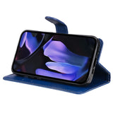 Google Pixel 9a - EIDERWOOD Kunstlæder Flip Cover m. Kortholder & Strop - Blå