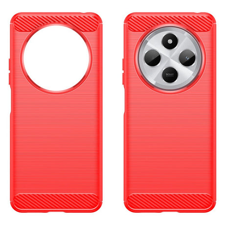 EIDERWOOD Xiaomi Redmi 14C Brushed Carbon Fiber Fleksibelt Plastik Bagside Cover - Rød