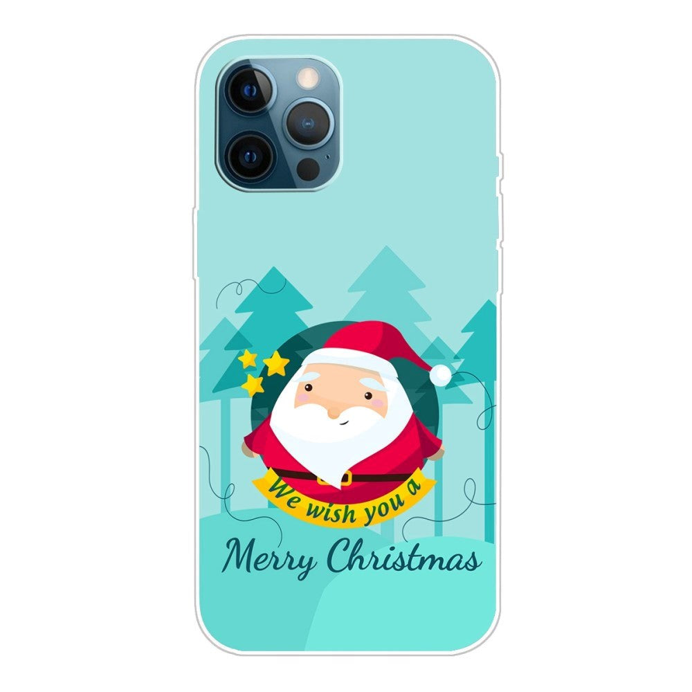 iPhone 14 Pro Fleksibelt Plast Jule Bagside Cover - Julemand Ønsker en God Jul