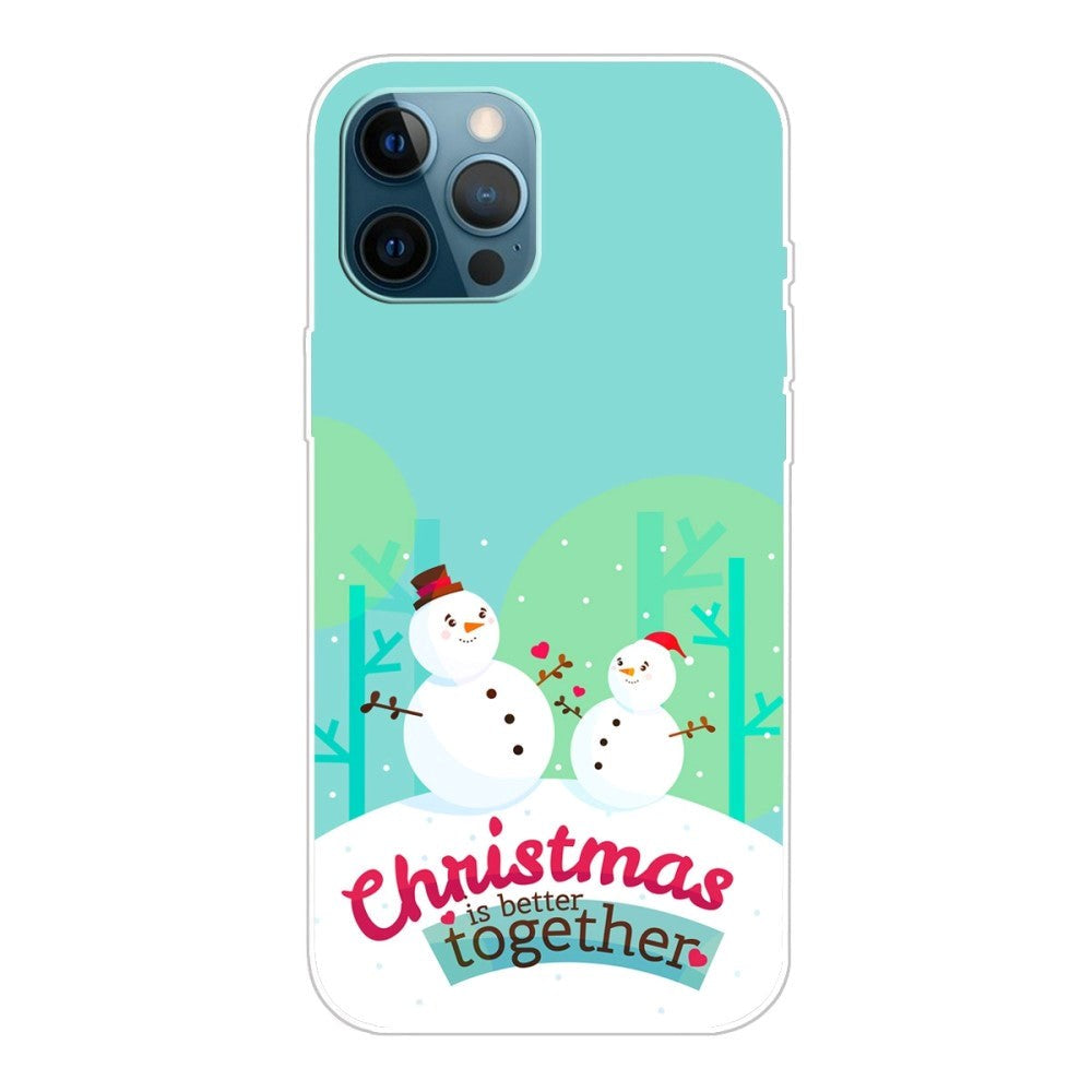 iPhone 14 Pro Fleksibelt Plast Jule Bagside Cover - Snemænd