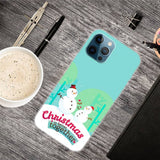 iPhone 14 Pro Fleksibelt Plast Jule Bagside Cover - Snemænd