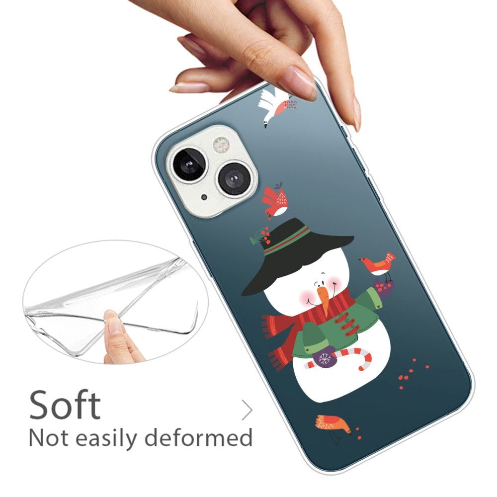 iPhone 14 Fleksibel Plastik Jule Bagside Cover - Snemand