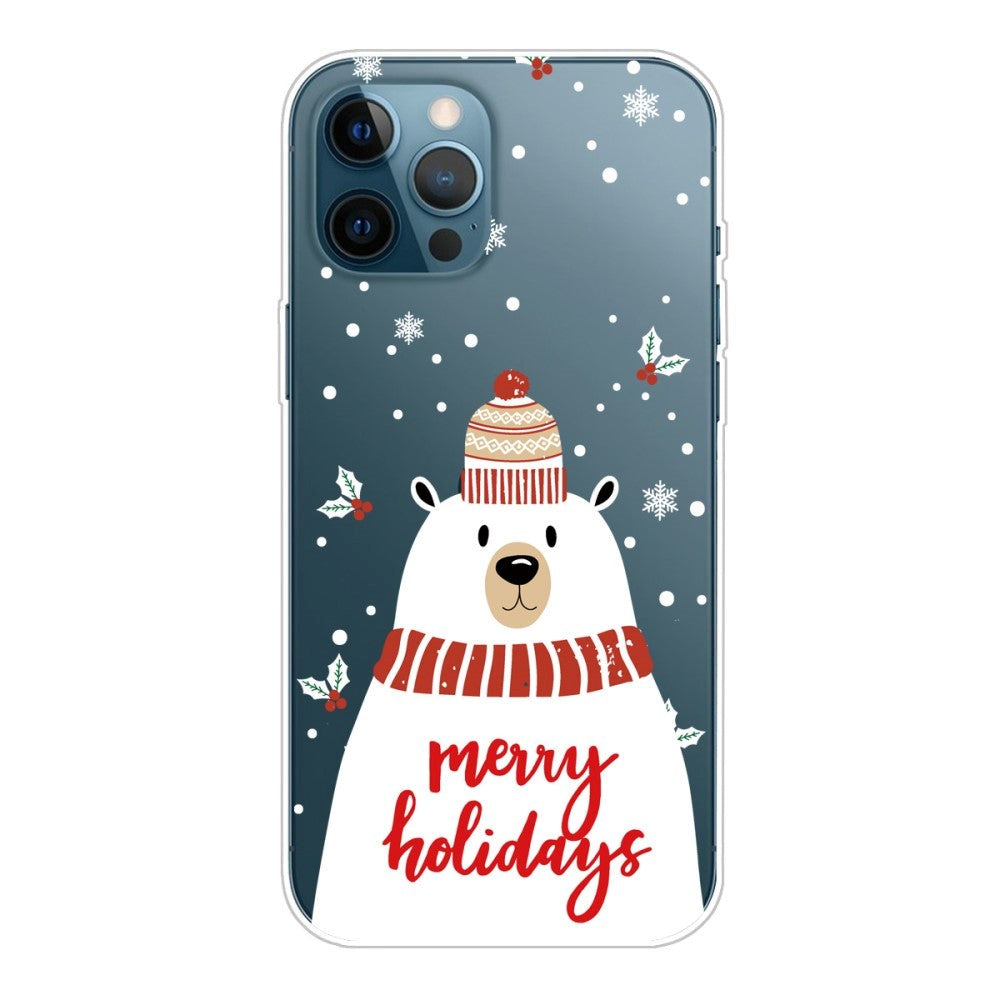 iPhone 14 Pro Fleksibel Plastik Jule Bagside Cover - Julebjørn