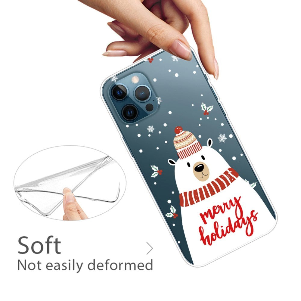 iPhone 14 Pro Fleksibel Plastik Jule Bagside Cover - Julebjørn