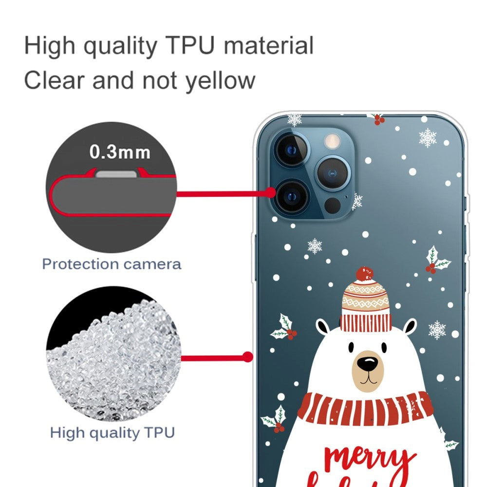 iPhone 14 Pro Fleksibel Plastik Jule Bagside Cover - Julebjørn