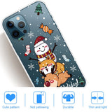 iPhone 14 Pro Fleksibel Plastik Jule Bagside Cover - Snemand, Hund og Rensdyr
