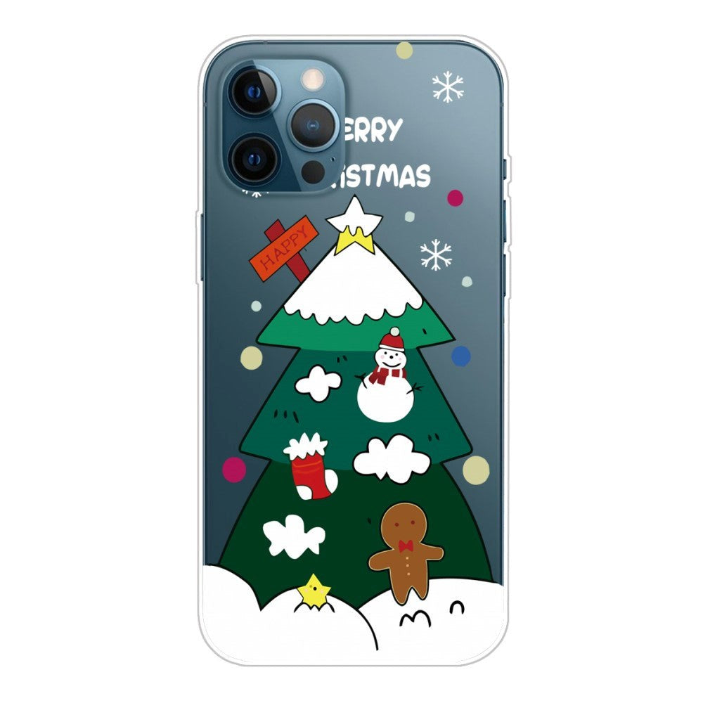 iPhone 14 Pro Fleksibel Plastik Jule Bagside Cover - Juletræ
