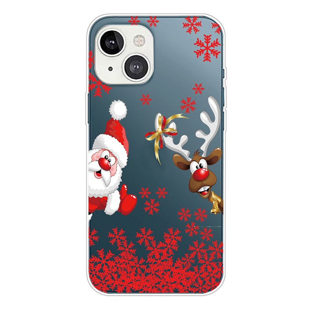 iPhone 14 TPU Plast Julecover - Julemand og Rensdyr