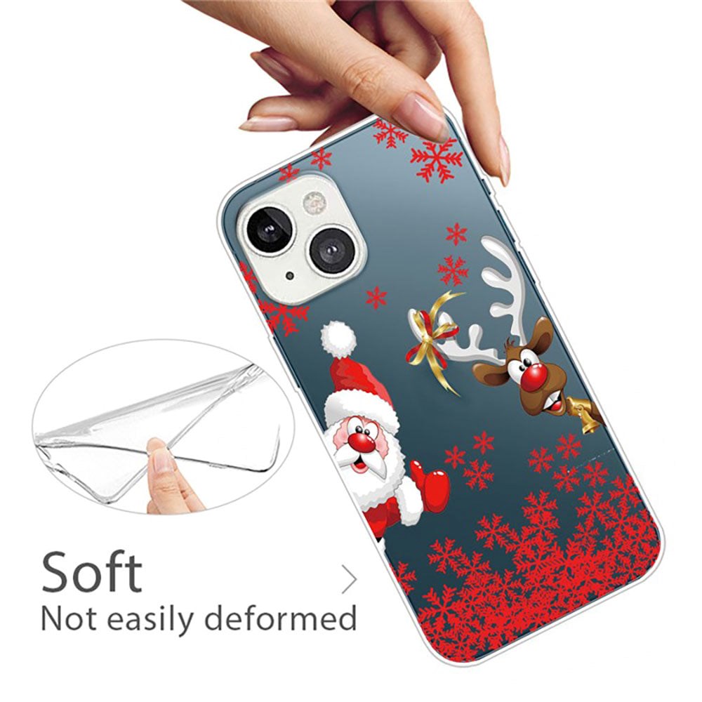iPhone 14 TPU Plast Julecover - Julemand og Rensdyr