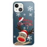 iPhone 14 Plus Fleksibelt Plast Jule Bagside Cover - Rensdyr Med Nissehue