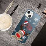 iPhone 14 Plus Fleksibelt Plast Jule Bagside Cover - Rensdyr Med Nissehue