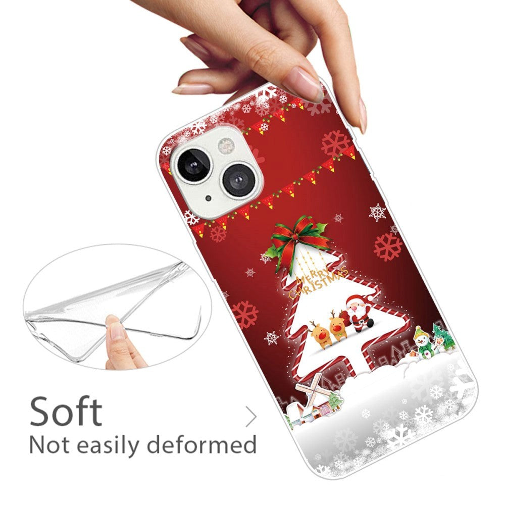 iPhone 14 Plus Fleksibelt Plast Jule Bagside Cover - Juletræ